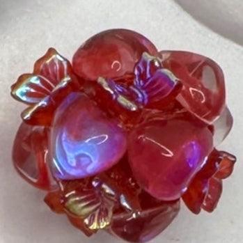 Butterfly Glass Heart Bubble Beads - 1pc.