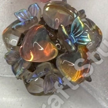 Butterfly Glass Heart Bubble Beads - 1pc.