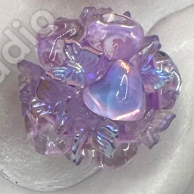 Butterfly Glass Heart Bubble Beads - 1pc.