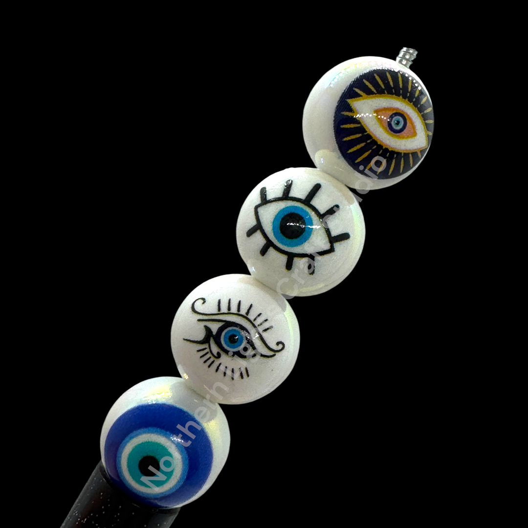 Evil Eye UV 16mm Acrylic Premium Printed Beads - 20pc.