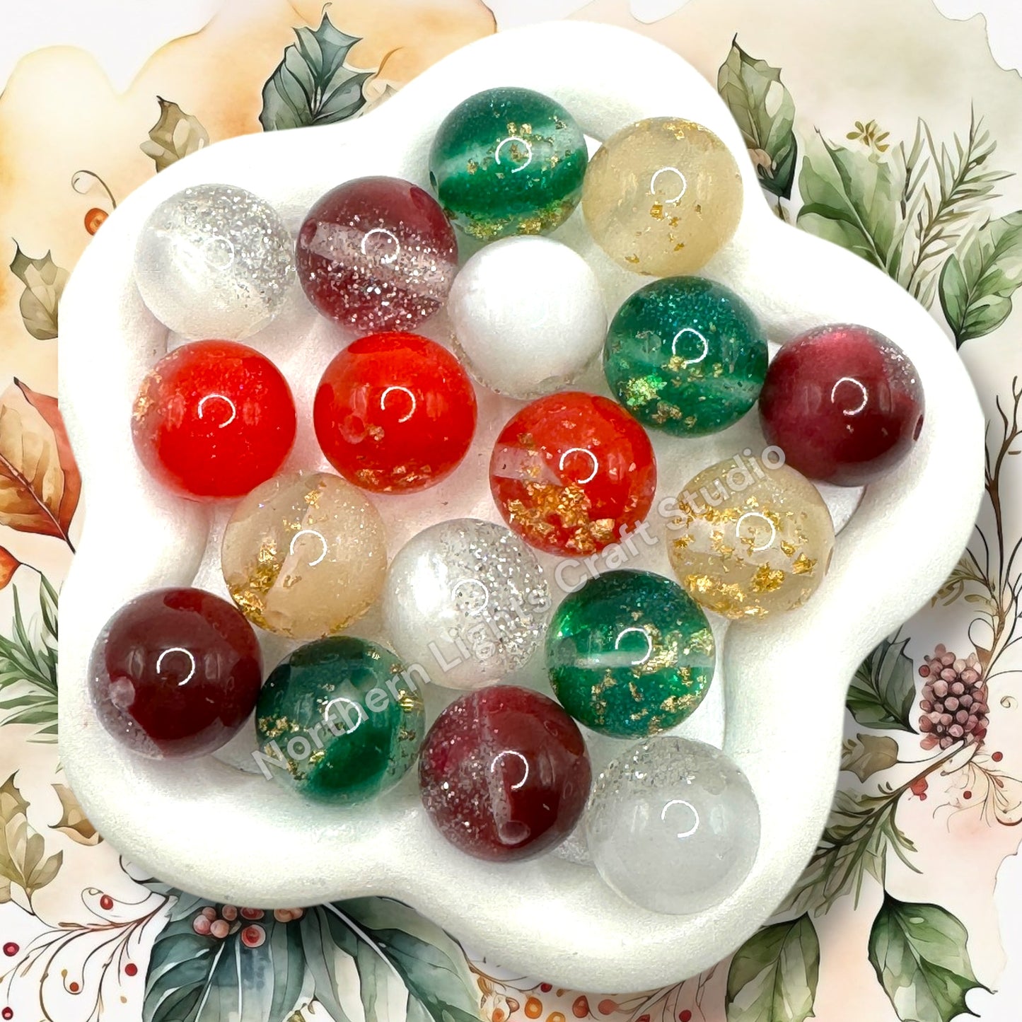 Cranberry Christmas 16mm Bead - 20 pc. Mix