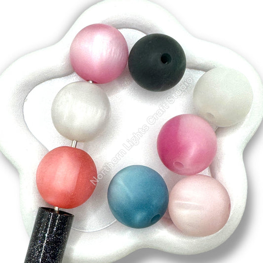 Frosted Cat Eye Glitter 20mm Beads -10pc.