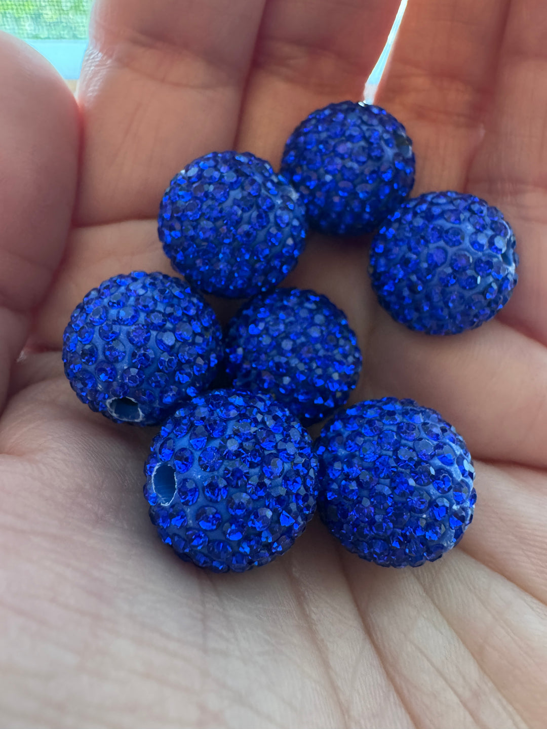 Royal Blue Clay Base Rhinestone Beads-16mm - 10pc.