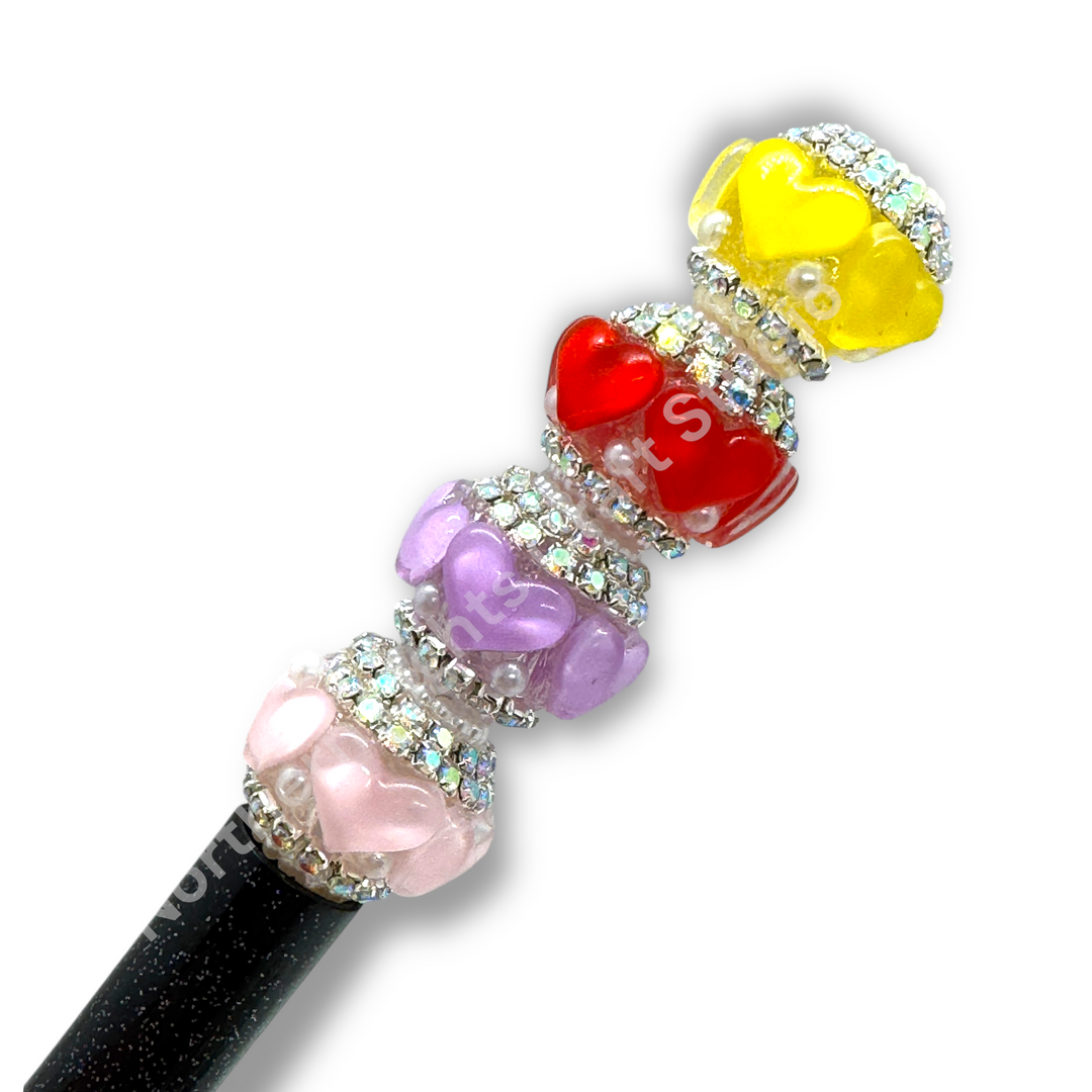 Fancy Heart and Rhinestone Acrylic 20mm Charm Bead  -10pc. mix