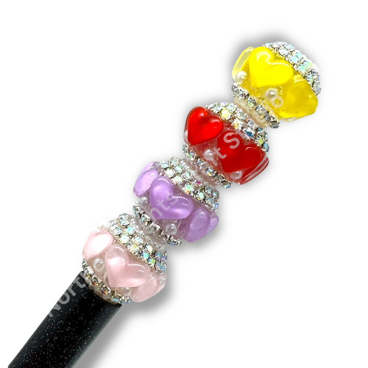 Fancy Heart and Rhinestone Acrylic 20mm Charm Bead  -10pc. mix