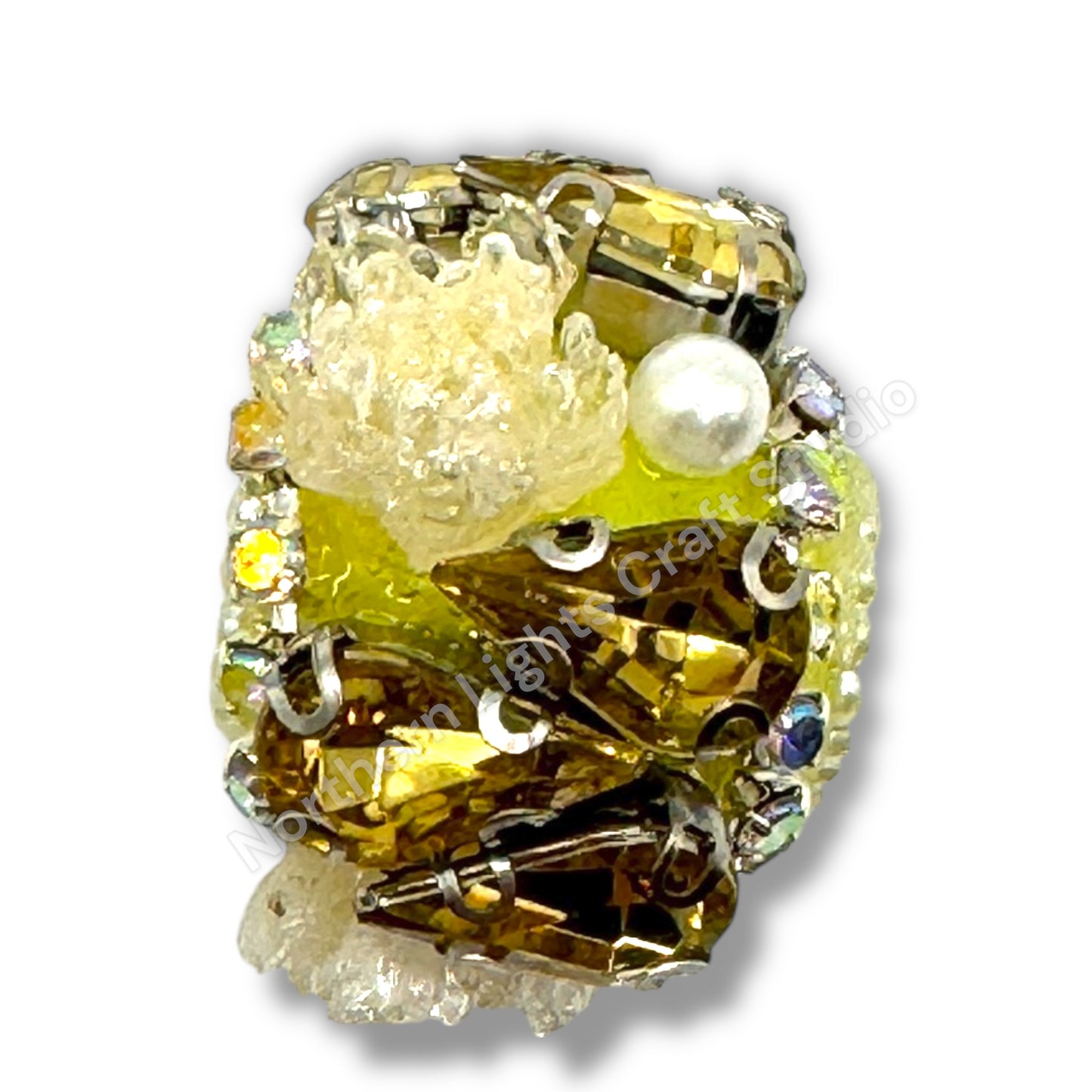 Teardrop Crystal and Flower Fancy Indian Beads - 1pc.