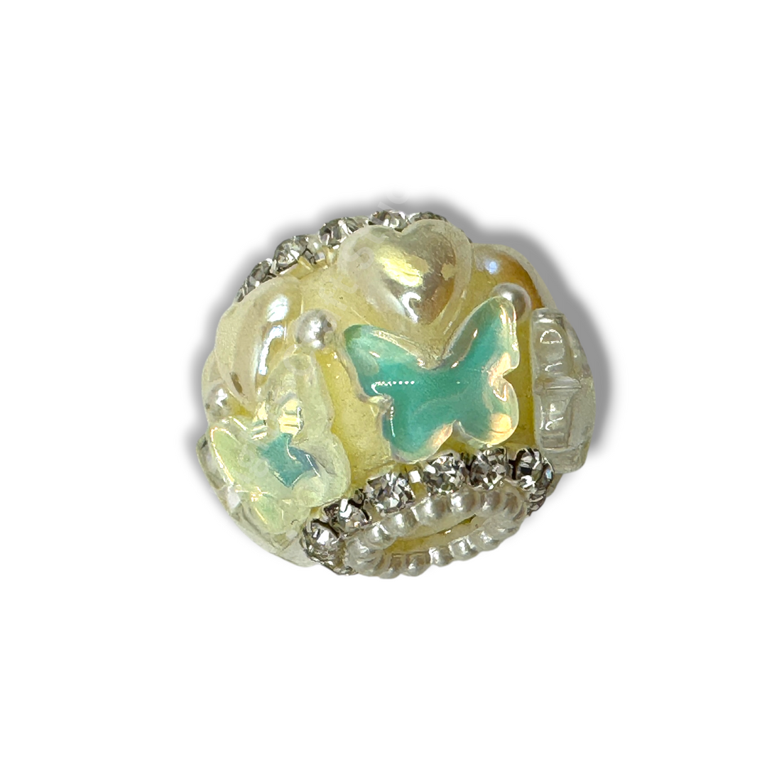 Butterfly Shiny Heart Fancy Bead -3pc.