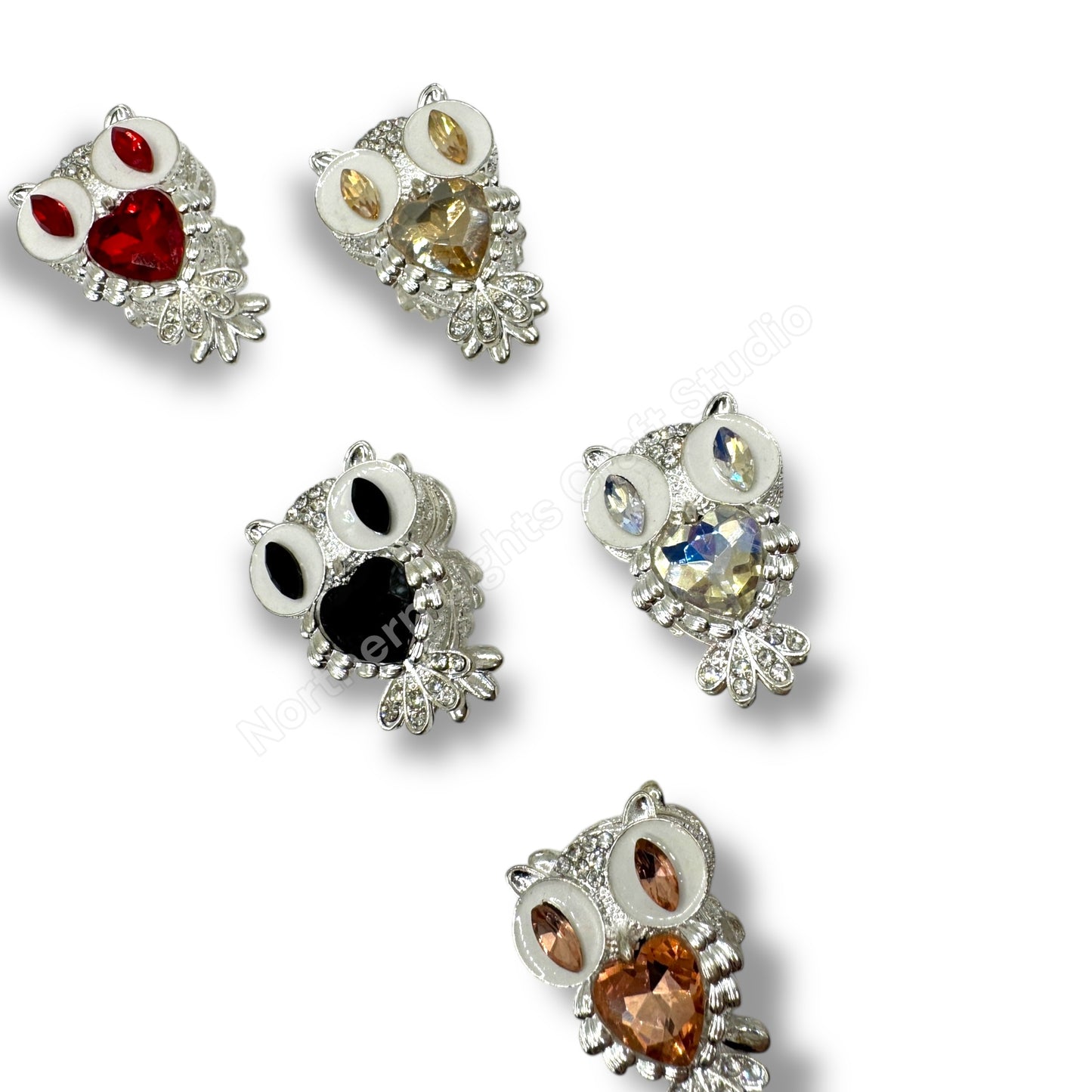 Metal Alloy Crystal Owl Fancy Bead - 1pc.