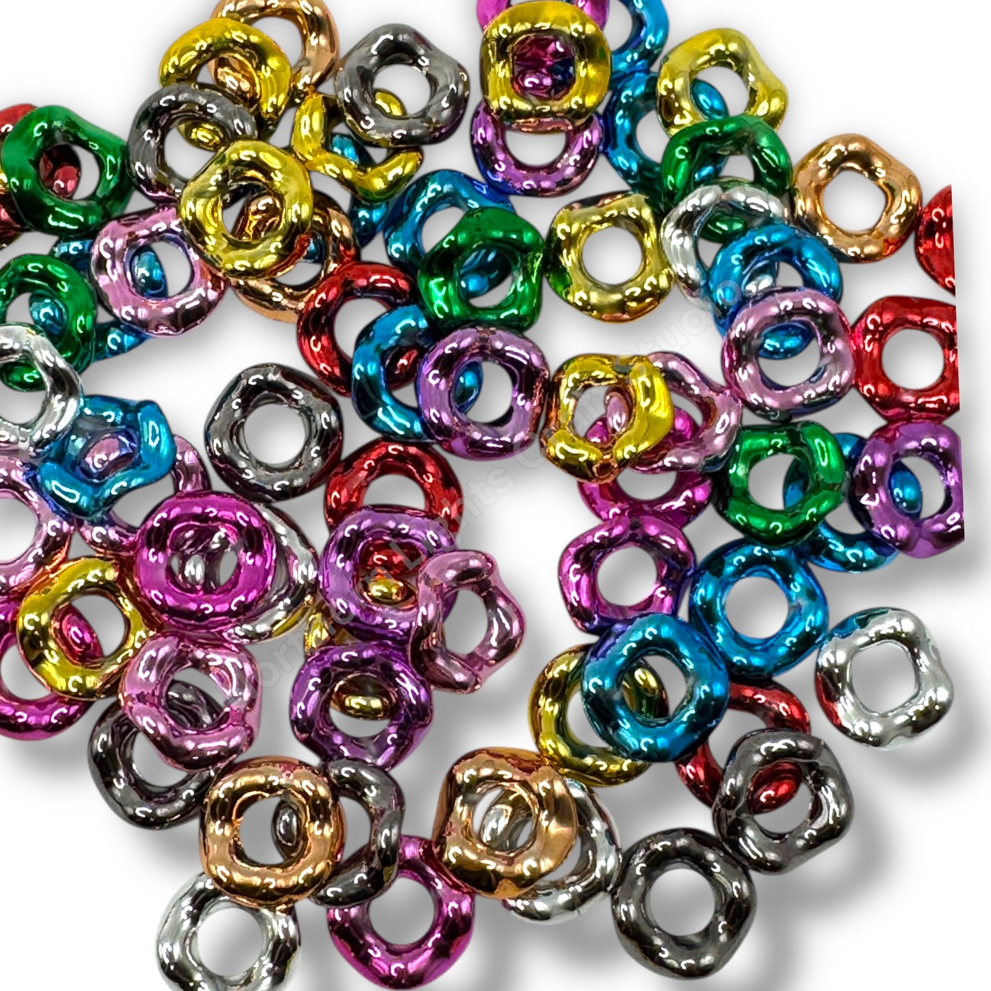 Metallic Finish Acrylic Wavy Spacer 16mm - Choose Color - 50 pcs