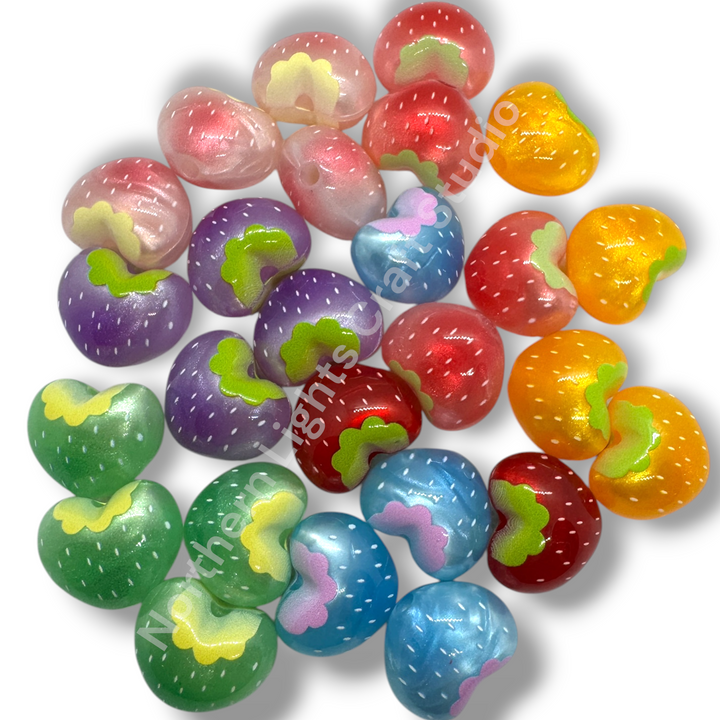 Bright Color Strawberry Galaxy Glitter Acrylic Beads - 20 pc. Mix