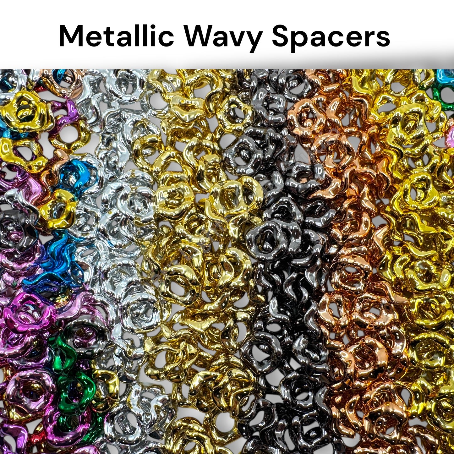 Metallic Finish Acrylic Wavy Spacer 16mm - Choose Color - 50 pcs