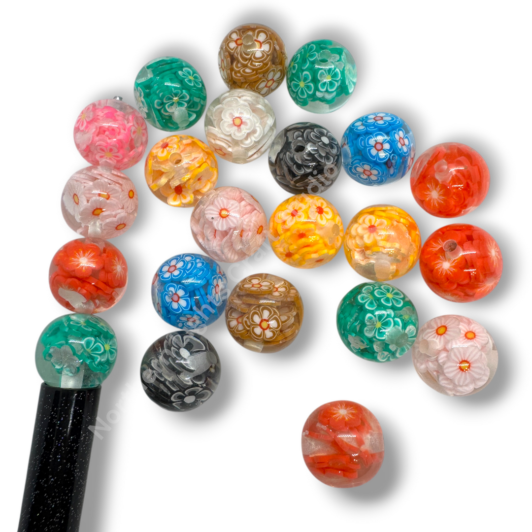Flower Slice Colorful Premium Confetti 16mm Resin Beads - 10pc.