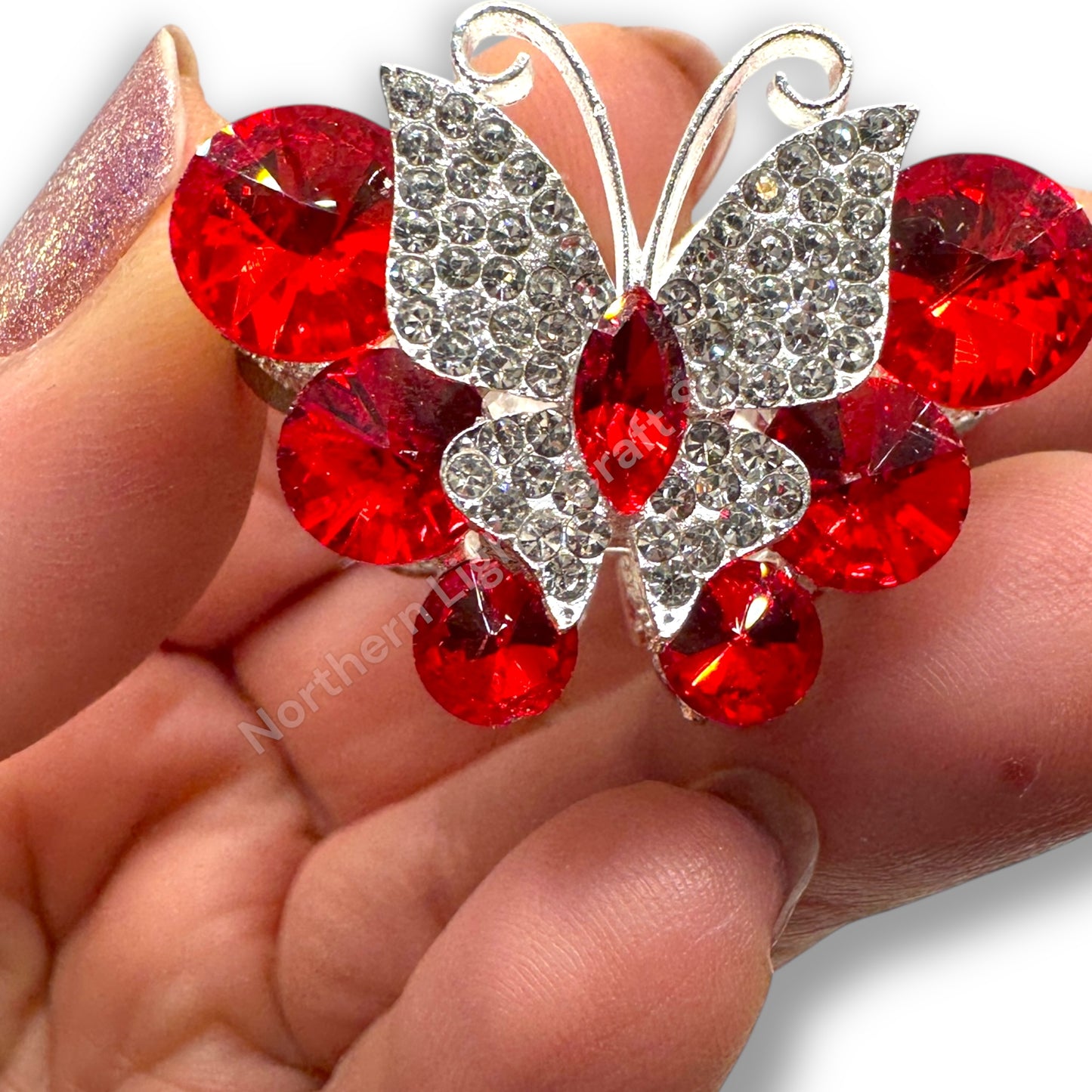 Metal Alloy Large Crystal Butterfly Bead -1pc.