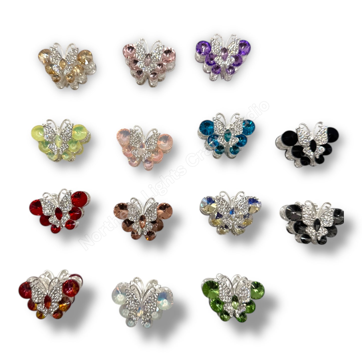 Metal Alloy Large Crystal Butterfly Bead -1pc.