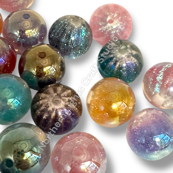 Starburst Premium Glitter Luminous 16mm Beads -10pc.