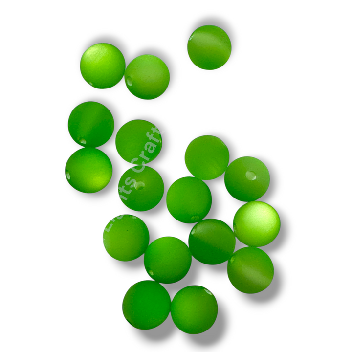 Frosted Light Green Cat Eye 16mm Beads -20pc.