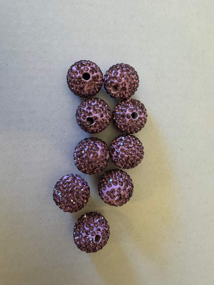 Berry Rhinestone Clay Base Beads-16mm - 10pc.
