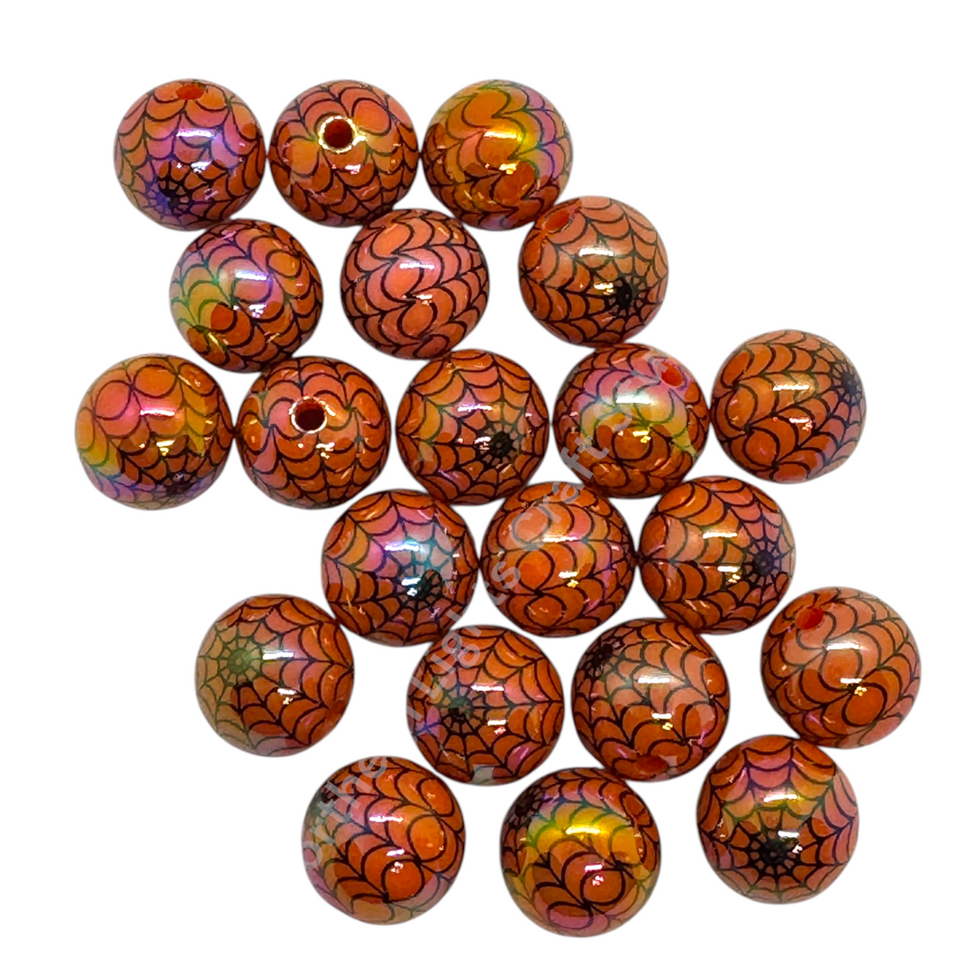 Spider Web  UV Printed 16mm Acrylic Bead Mix - 20pc. Mix