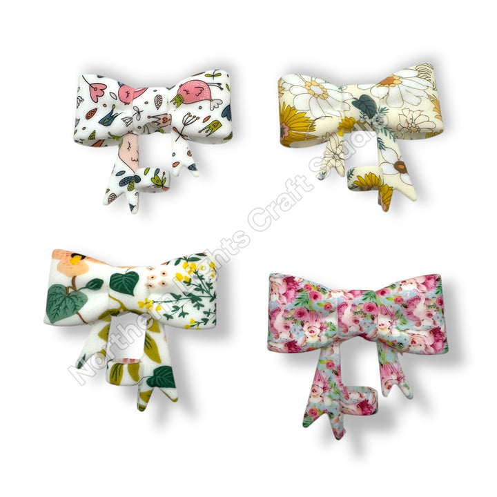 Floral Printed Silicone Bow Straw Cap Topper