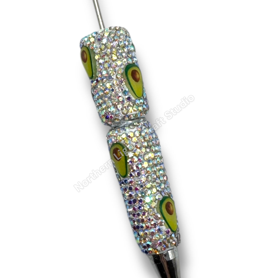 Beadable Avocado Rhinestone Pens, Beaded Mushroom Pen, Beaded Turtle Pen