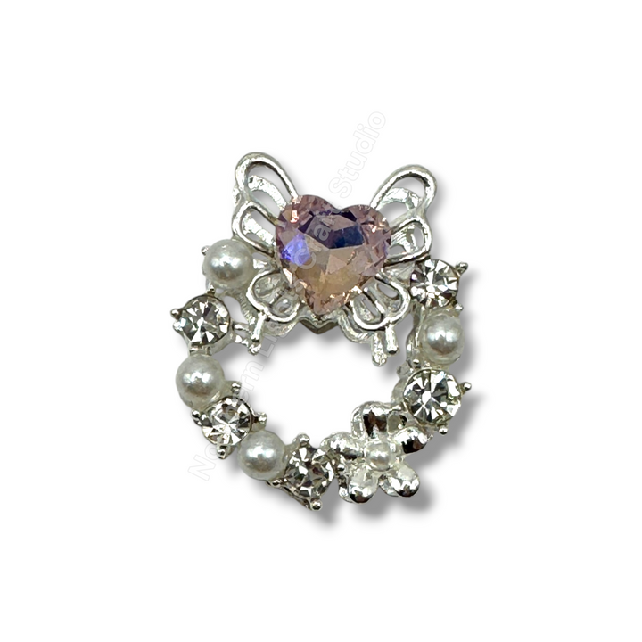 Metal Heart Round Wreath Bead - 1 pc.