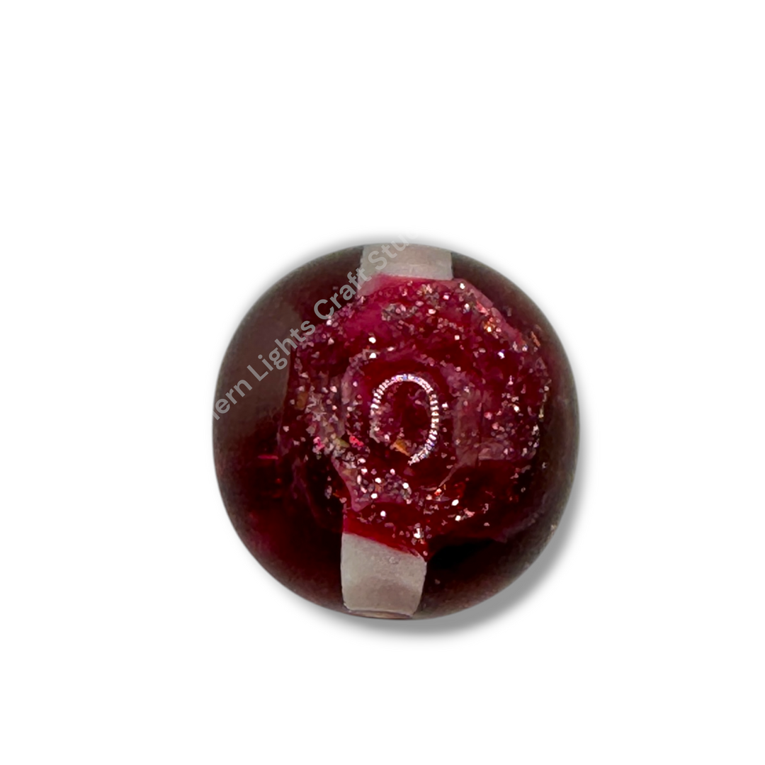 Glitter Rose Luxury Resin 16mm Beads - 20pc. - Choose Color