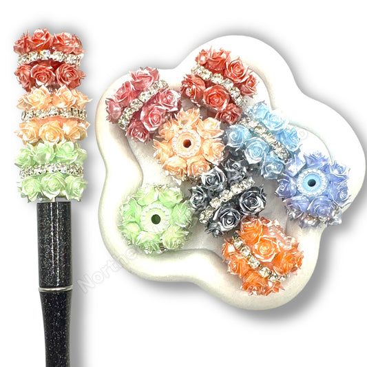 Double Row Flower with Rhinestone Chain Fancy Indian Bead