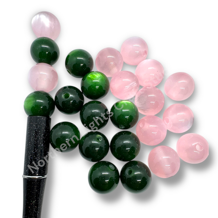 Emerald City Blush Duet Cat Eye 16mm Acrylic Bead Mix - 20 pc.
