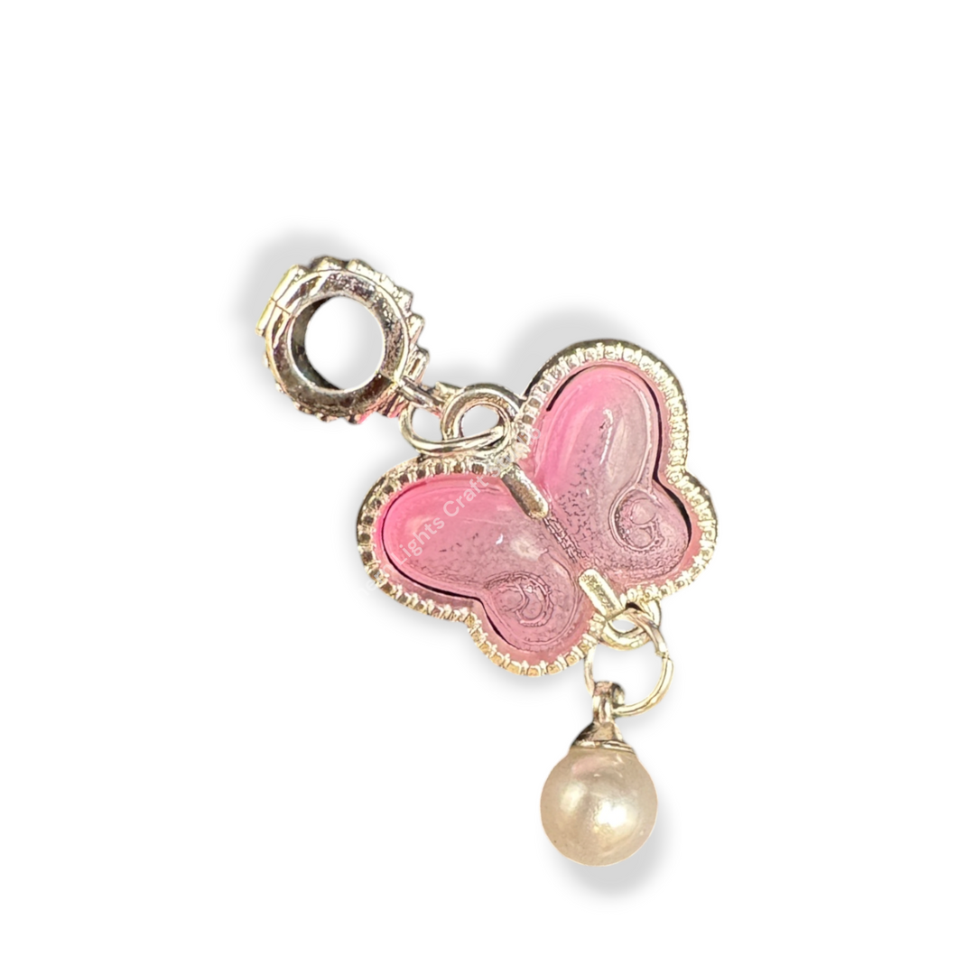 Silver Buterfly Pearl Charm with Bail -10pc. Mix