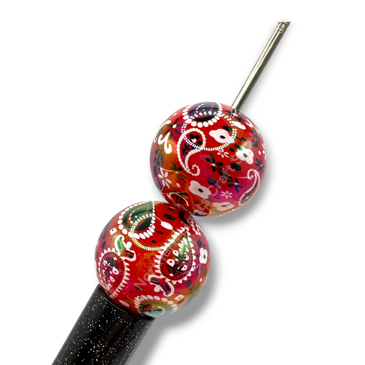 Red Paisley Bandana UV 20mm Acrylic Beads - 10pc.