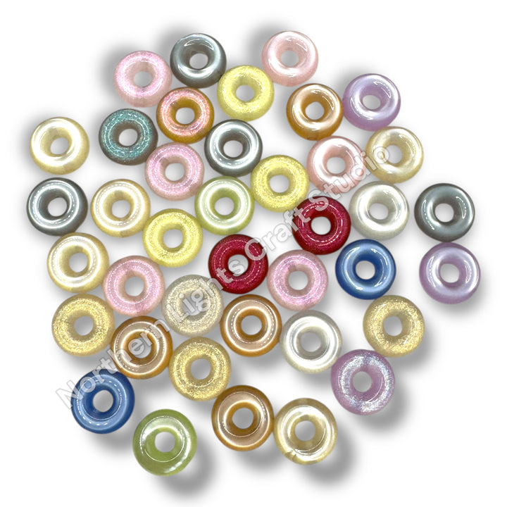 Cat Eye and Glitter Donut 16mm Bead  - 20pc.