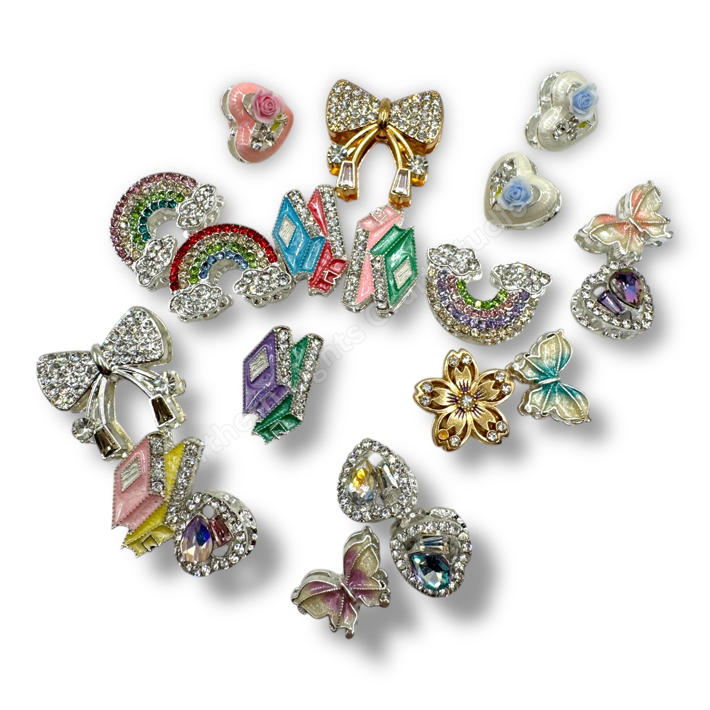 Metal Alloy Metal Beads - Books, Rainbows, Butterflies, Flowers, Bows, Heart Metal Beads - Read Description -Fits Pen