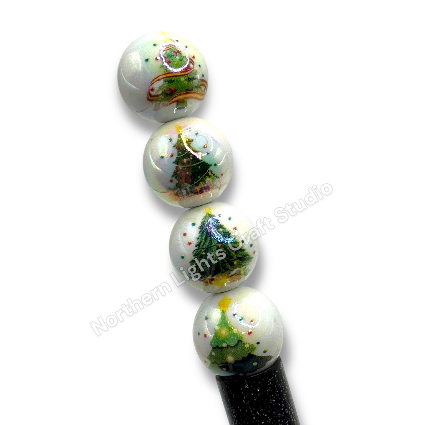 Christmas Themed  Printed Acrylic 16mm Bead -10 pc. -Choose Style