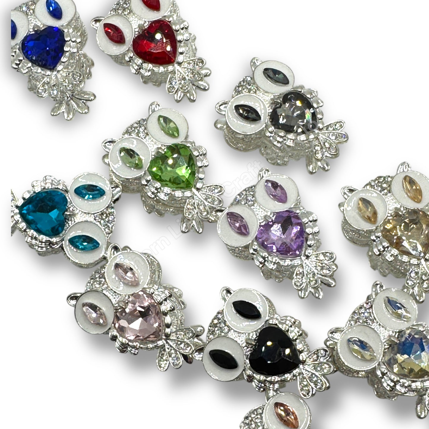 Metal Alloy Crystal Owl Fancy Bead - 1pc.