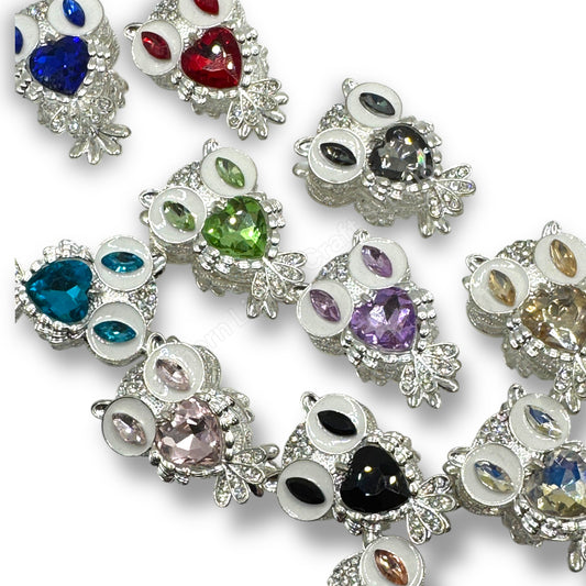 Metal Alloy Crystal Owl Fancy Bead - 1pc.