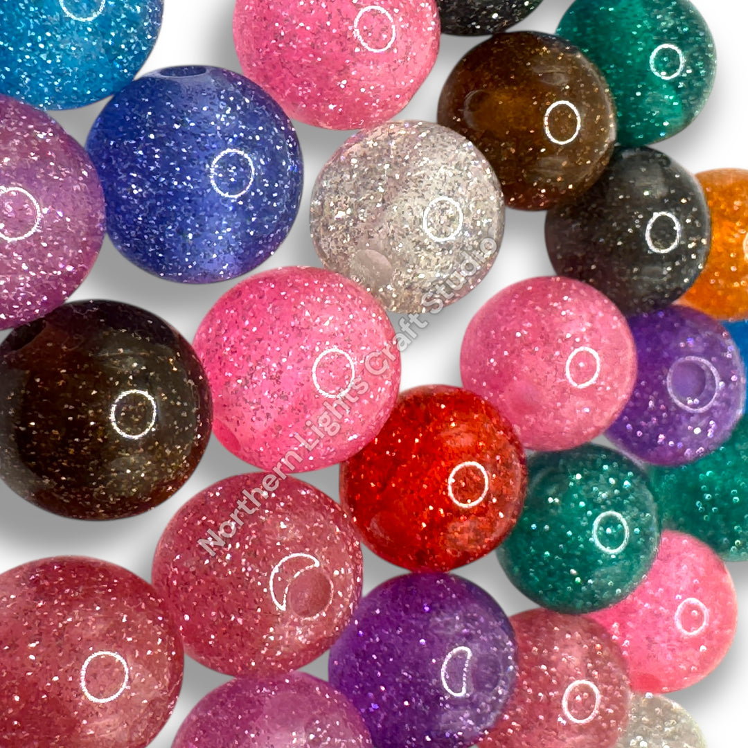 12mm Glitter Beads - 25 pcs.
