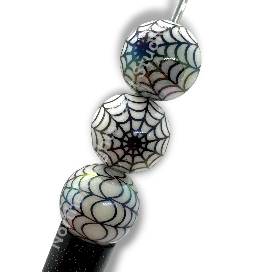 Spider Web  UV Printed 16mm Acrylic Bead Mix - 20pc. Mix