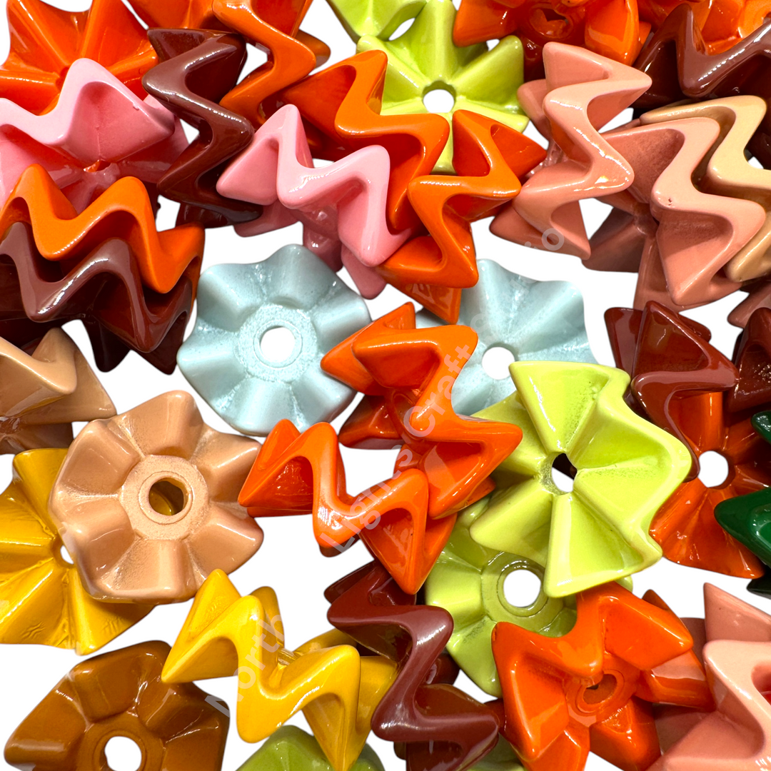 Harvest Heirloom 16mm Acrylic Zig Zag Spacer Mix - 50 pcs. - Limited Edition