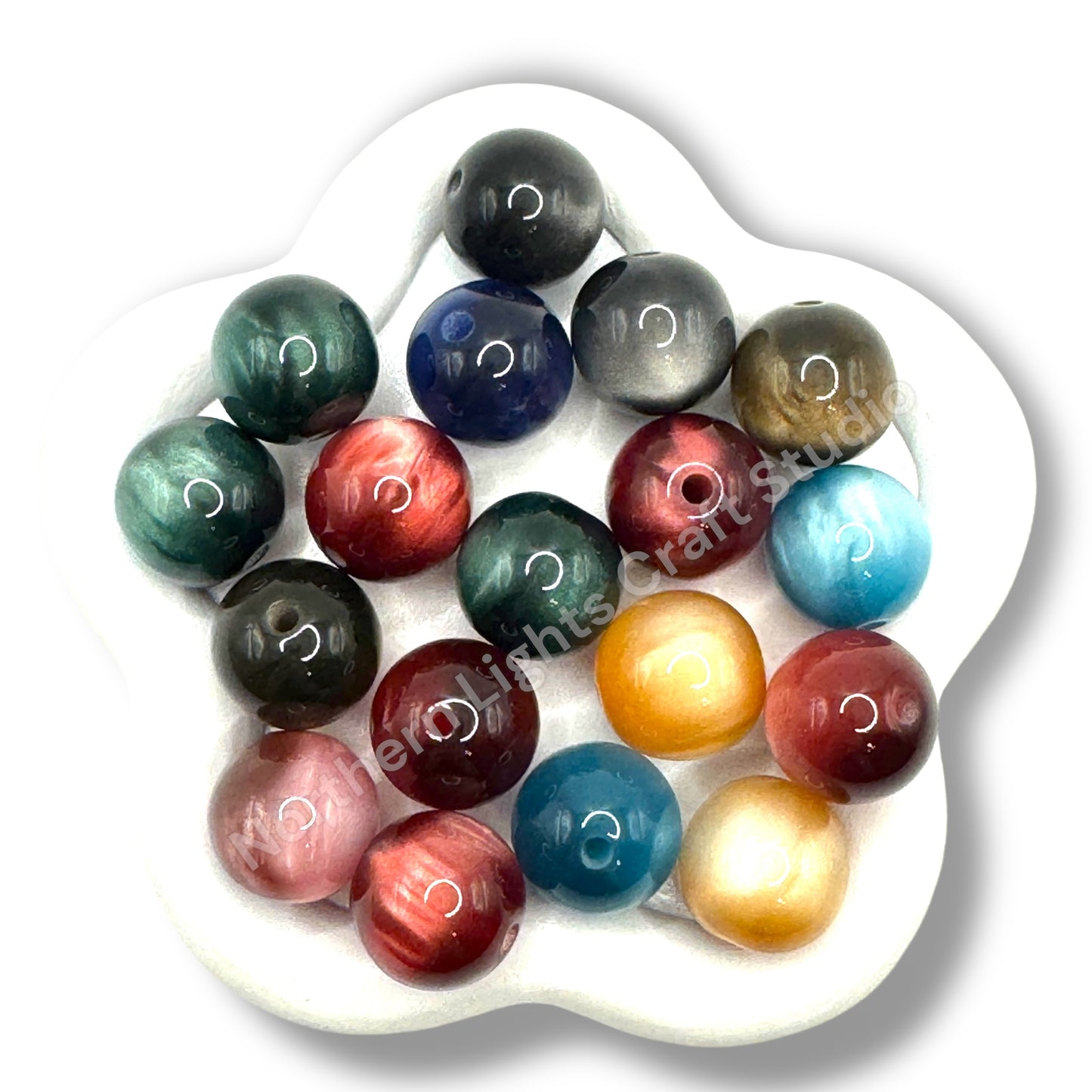 Shiny Cat's Eye Warm Color Bead Mix -16mm - 20pc
