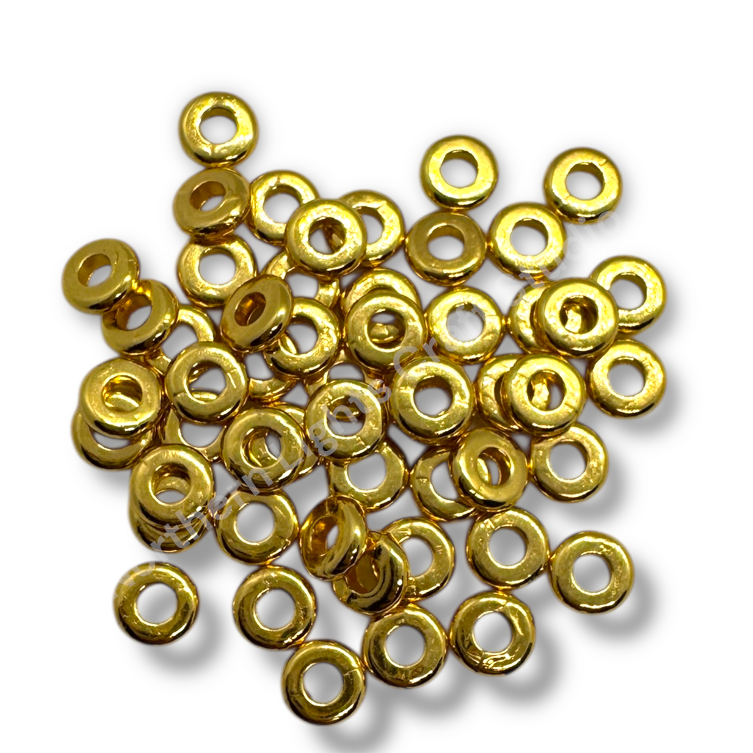 Metal Disc Donut 6mm Spacer - Gold or Silver-50pc.