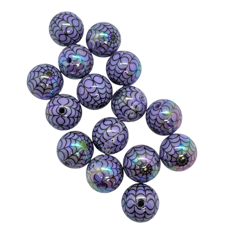 Spider Web  UV Printed 16mm Acrylic Bead Mix - 20pc. Mix