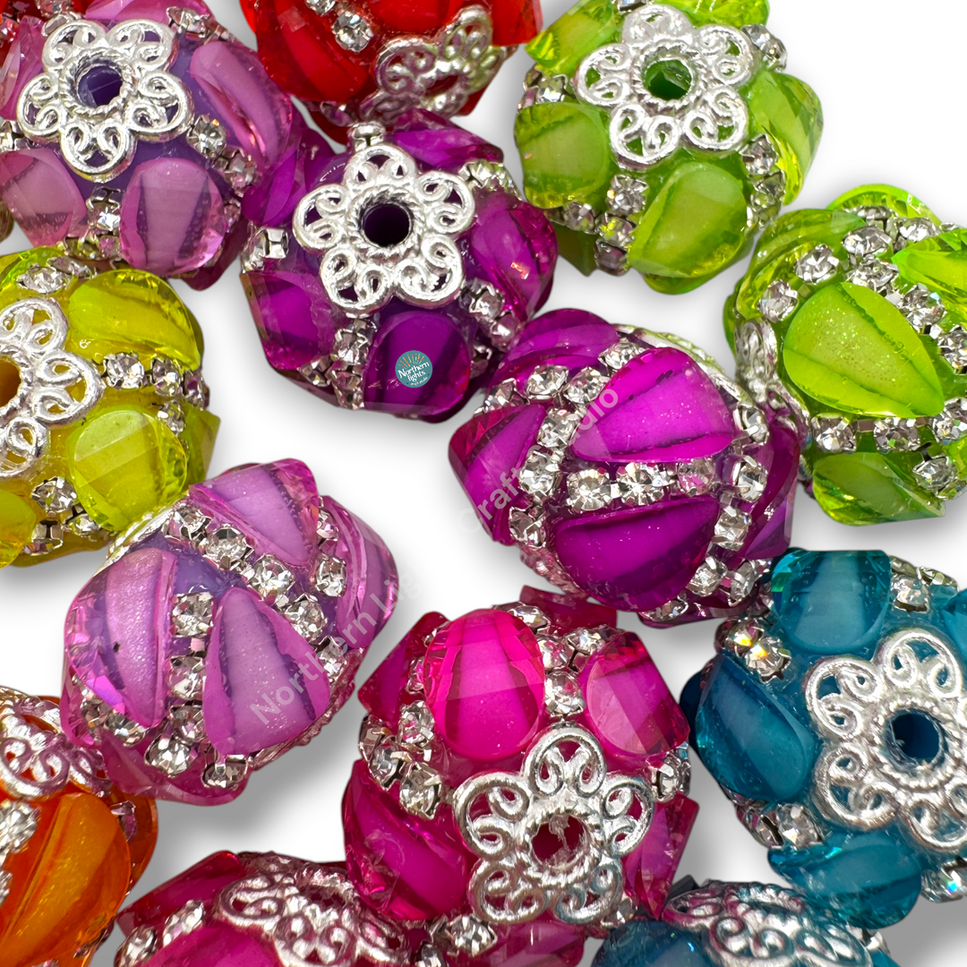 Neon Fancy Rhinestone Teardrop Beads - 10pc. Mix