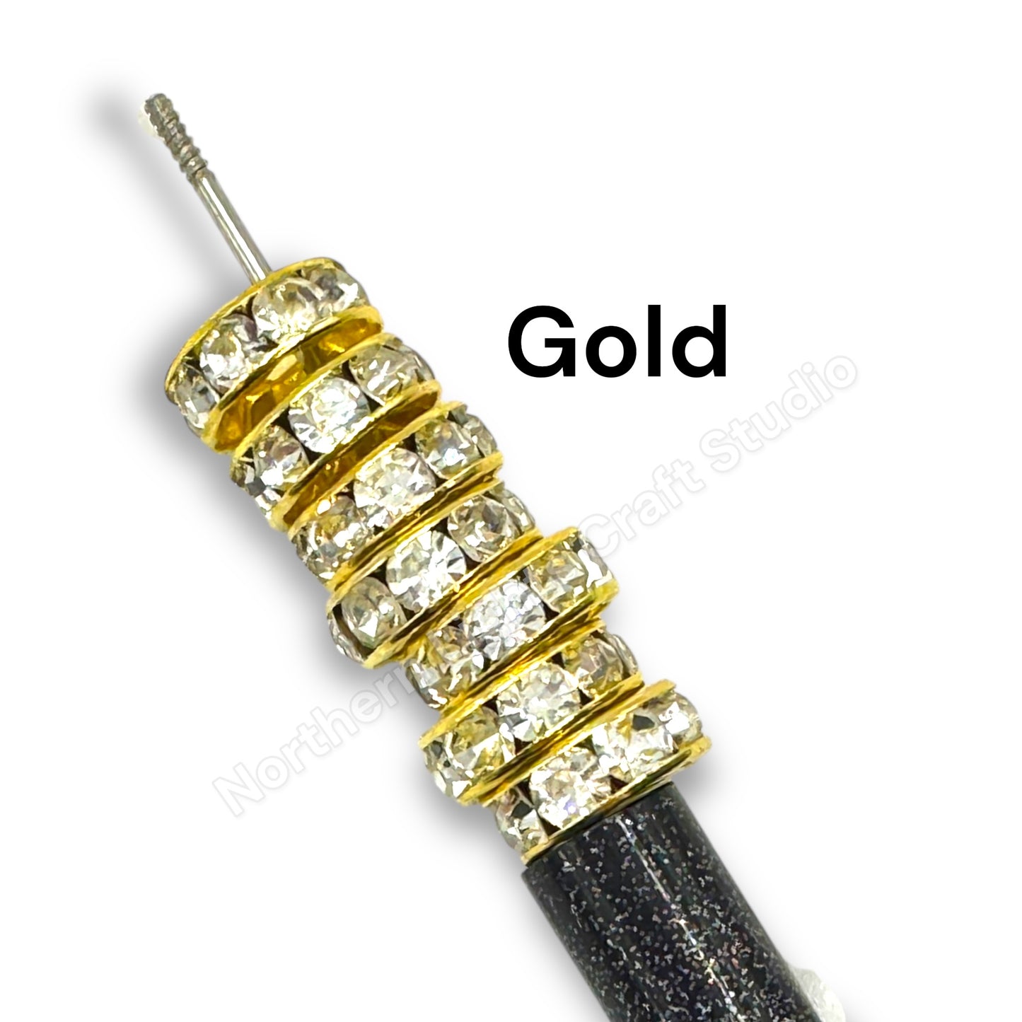 15mm Large Hole Rhinestone Spacers - 10 pc.
