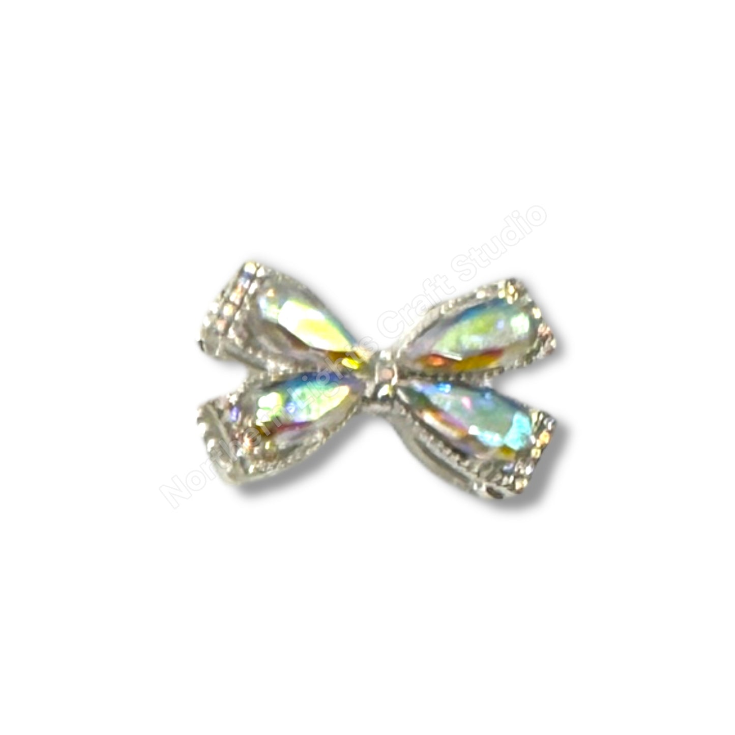 Fancy Large Metal and Crystal Bow Beads - 1pc.