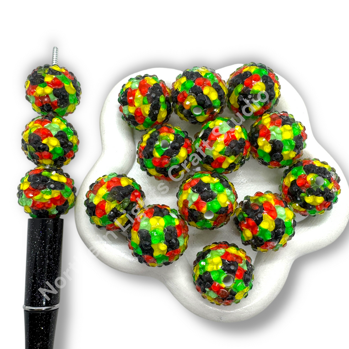Festival Mosaic 20mm Acrylic Rhinestone Bubblegum Beads - 10pc.