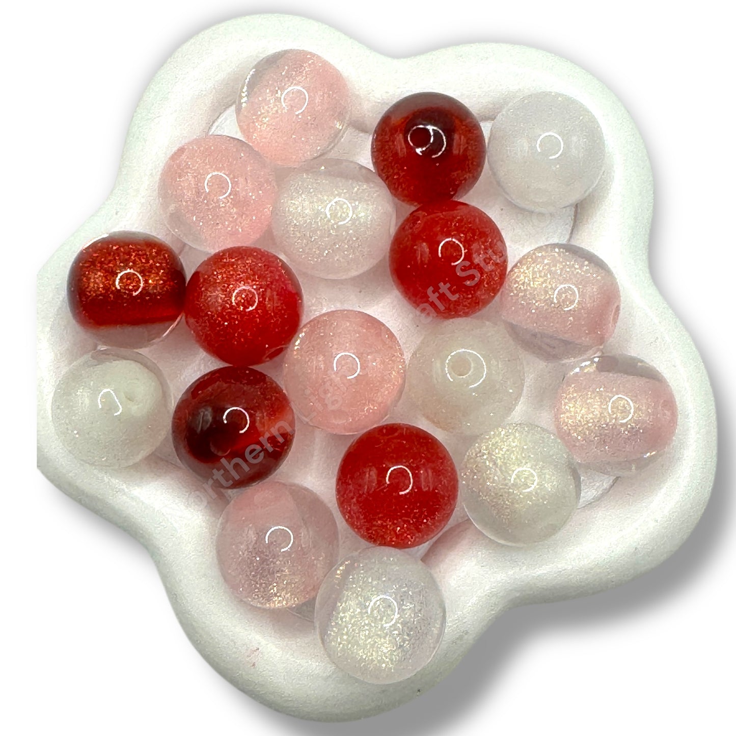 Sweet Love Valentine's Day Glittery Core Luminous 16mm Bead - 20 pc. Mix