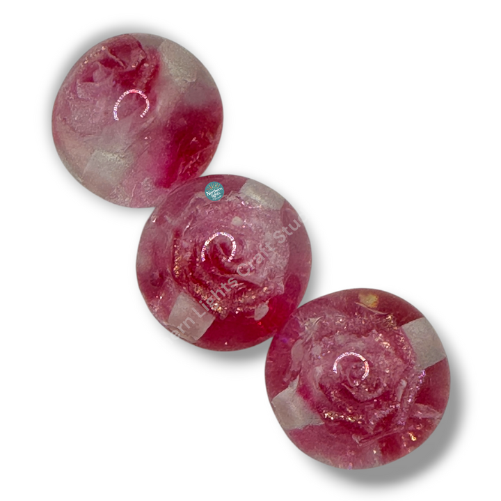 Glitter Rose Luxury Resin 16mm Beads - 20pc. - Choose Color