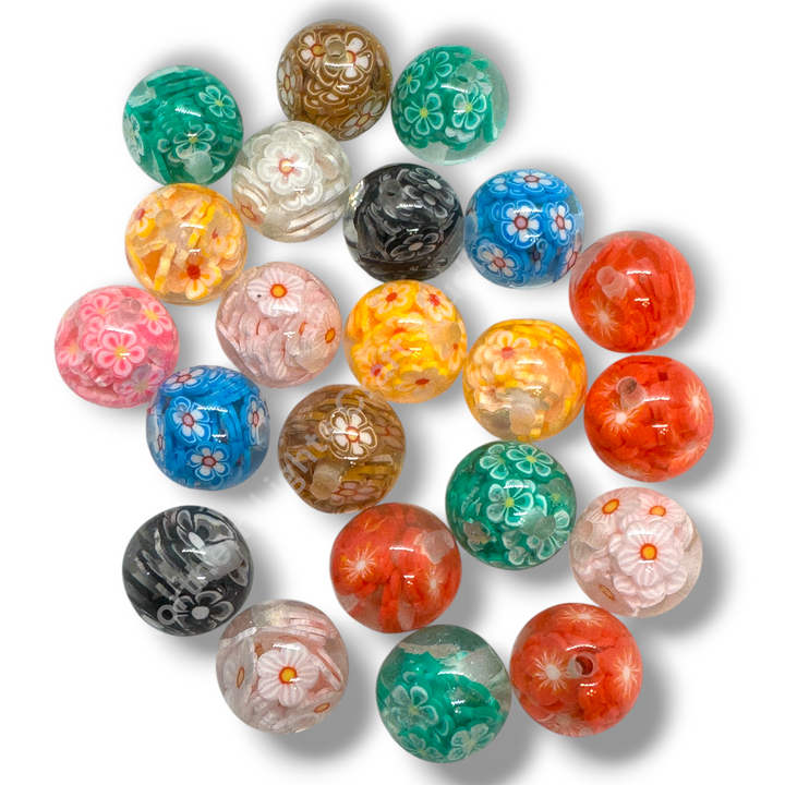Flower Slice Colorful Premium Confetti 16mm Resin Beads - 10pc.