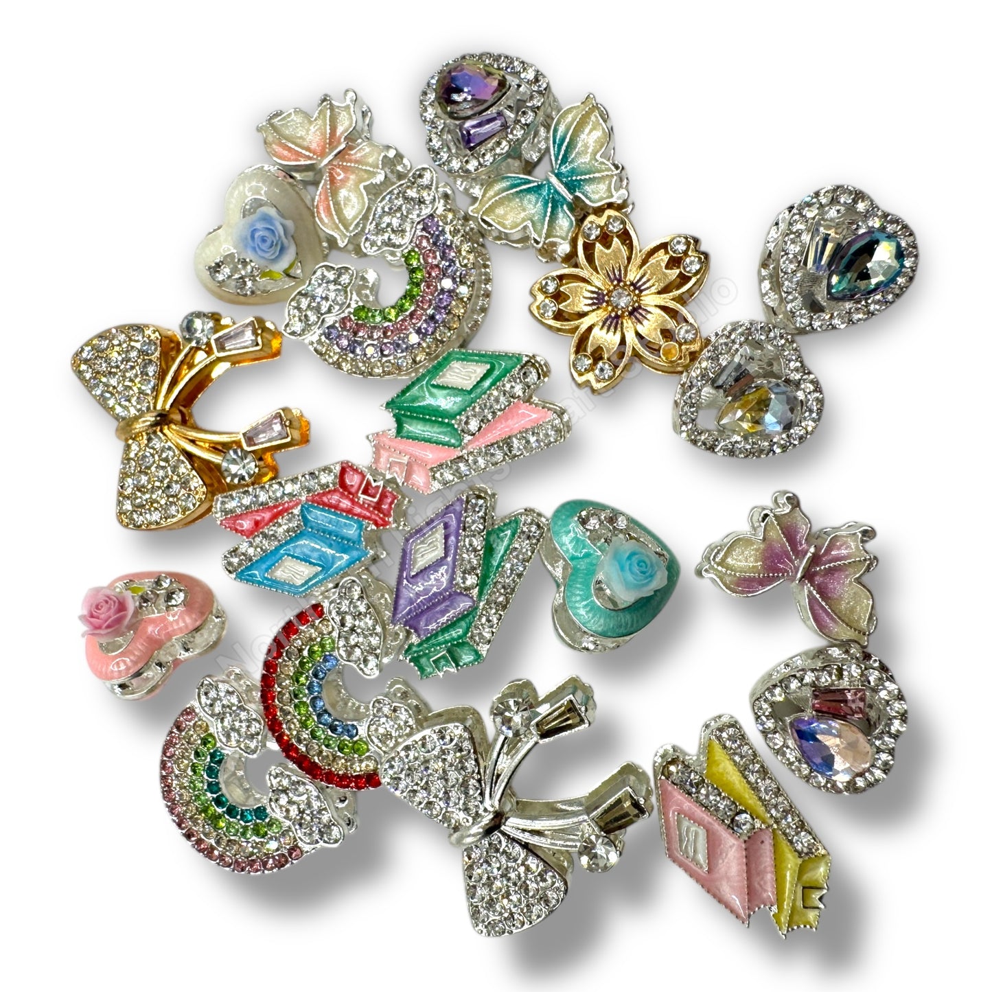 Metal Alloy Metal Beads - Books, Rainbows, Butterflies, Flowers, Bows, Heart Metal Beads - Read Description -Fits Pen