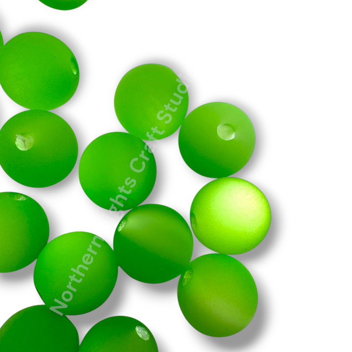 Frosted Light Green Cat Eye 16mm Beads -20pc.